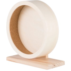 Trixie Holzlaufrad, Ø 21 cm, für Kleintiere, aus unbehandeltem Holz mit geschlossenem Sicherheitsständer.