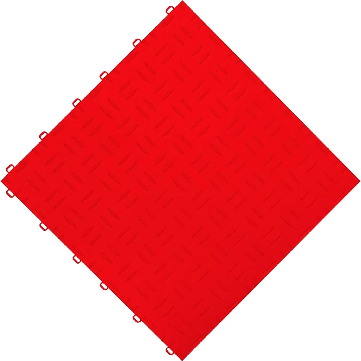 Rote Florco Kunststoff-Klickfliese mit Riffelblech-Optik, 40x40 cm, 6er-Pack. Holzfliese für Innenräume.