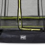 Detailansicht: Schwarzes EXIT Silhouette Bodentrampolin 153x214 cm mit Sicherheitsnetz und gelbem Reißverschluss.