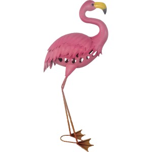 Gartenfigur Flamingo, 87cm, pink, aus Metall, Dekoration für Garten und Terrasse.