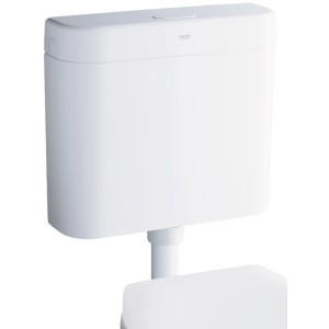 Weißer Grohe QuickFix Spülkasten für Stand-WC, vollisoliert und geräuscharm.