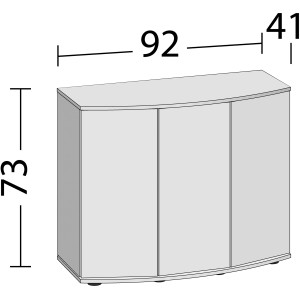 Schwarzer Juwel Aquariumunterschrank SBX Vision 180 mit drei Türen und Maßangaben.