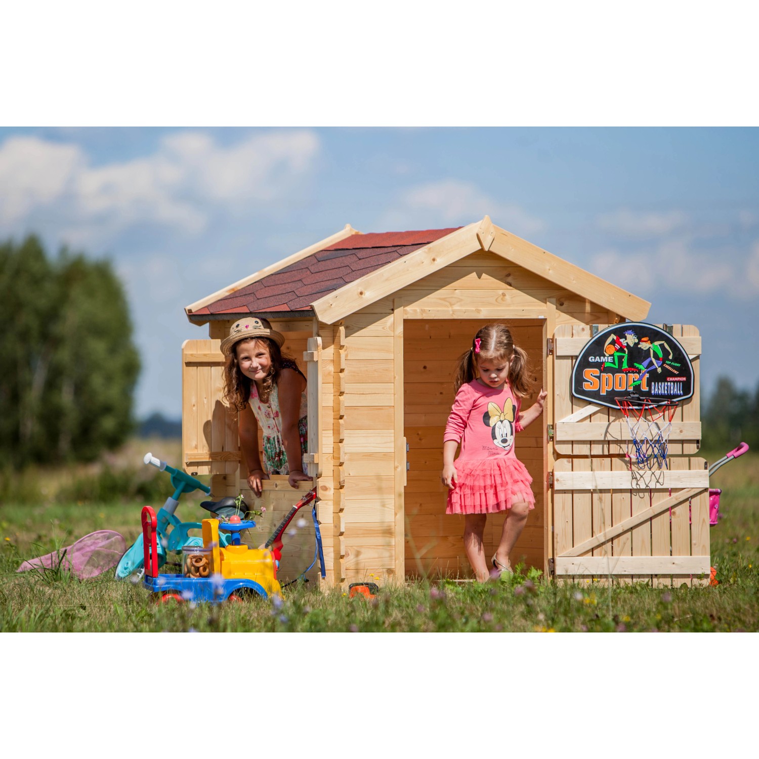 Timbela Kinderspielhaus Holz M5161 1,1 m² ohne Boden im klassischen