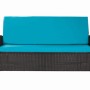Blaues Gartenkissen-Set für 2-Sitzer Polyrattan-Gartensofa, 130x50 cm.