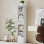 Schmales weißes HOMCOM Bücherregal mit offenen Fächern, einer Schublade und einem Schrank für Aufbewahrung.