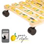 Wagner Multi Roller mit Zitronenmuster, Rolluntersetzer aus Holz mit schwarzen Rollen, max. 100 kg Tragkraft.
