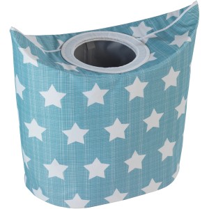Wenko Wäschesammler Stars, türkis mit weißen Sternen, 53 Liter, mit Deckelöffnung.