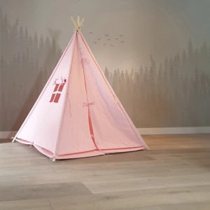 Pastellrosa Sunny Tipi Zelt Alba, 120x120x160cm, mit Fenster. Gemütlicher Spielplatz für Kinder.