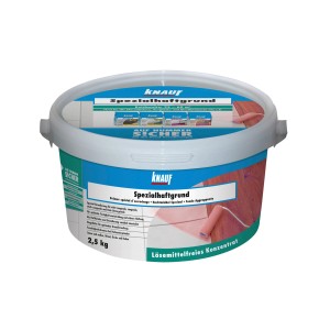 Knauf Spezialhaftgrund 2,5 kg im Eimer, geeignet für glatte und nichtsaugende Untergründe.