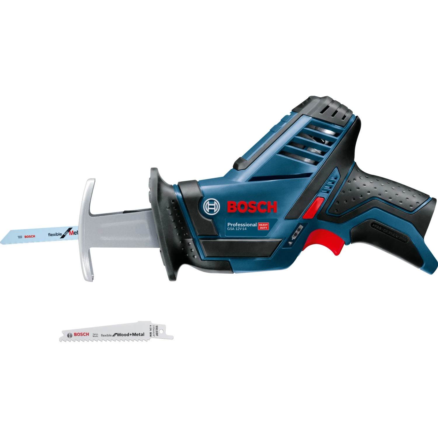 Bosch Professional Akku-Säbelsäge GSA 12V-14 Solo mit Sägeblatt. Kompakte Tigersäge für Holz, Metall & Kunststoff.