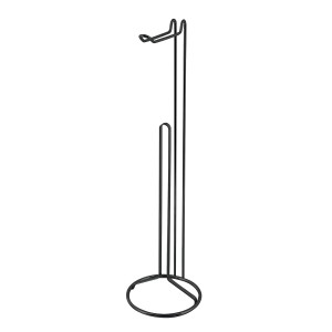 Schwarzer MSV Toilettenpapierhalter Amy aus Stahl, freistehend für Papier und Ersatzrollen.