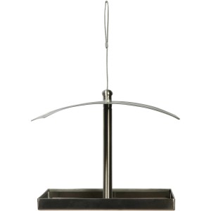 Rechteckige Dobar Design-Futterstation aus Edelstahl zum Aufhängen für Wildvögel.