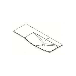 Fackelmann Einbauwaschbecken Lugano, 115 cm, rechts, weißes Becken aus Glas.