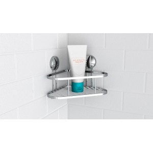 Eisl Duschregal Eckregal, verchromt, mit Tube. Badregal zur Wandmontage ohne Bohren.