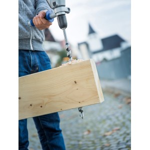 LUX Balkenbohrer Comfort bohrt Loch in Holz. Holzbohrer mit Gewindespitze für präzise Ergebnisse.