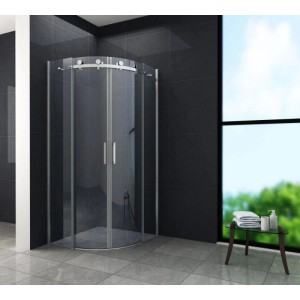 Glasdeals Duschkabine BARARO 80 x 80 x 195 cm Viertelkreis ESG Sicherheitsglas 8 mm Schiebetür Easy Clean Runddusche 3067