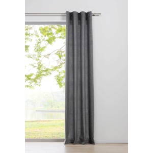 Grauer Mydeco Schlaufenschal 300x135 cm am Fenster, blickdichter Fenstervorhang mit verdeckten Schlaufen.