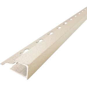 Beige Fliesenschiene aus Aluminium, quadratisches Profil, 1,2 x 2,7 x 250 cm.