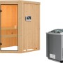 Woodfeeling Sauna Faurin mit Bio-Ofen und Glastür, Massivholzsauna für entspannende Stunden.