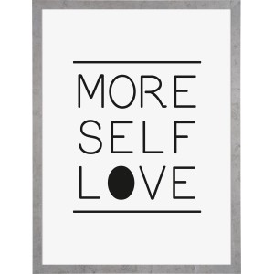 MDF-Bilderrahmen Yellowstone, Beton Hellgrau, 50x70 cm, mit Schriftzug 'More Self Love'.