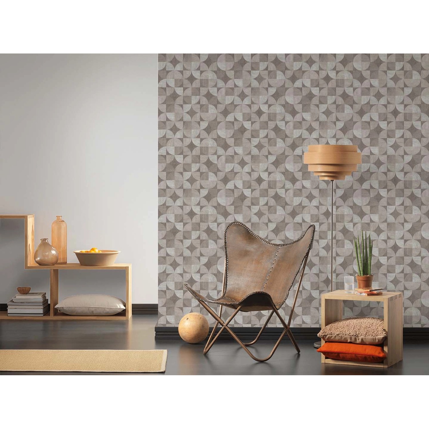 A.S. Creation Vliestapete Metropolitan Stories Nils Olsson Kopenhagen Holz Grau im Wohnraum.