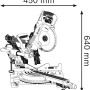 Skizze der Bosch Professional GCM 8 SDE Paneelsäge mit Maßangaben.