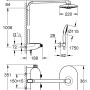 Technische Zeichnung: Grohe Rainshower SmartControl 360 Duo Duschsystem mit Maßen.