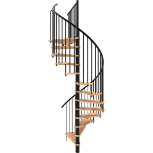 Minka Spindeltreppe Spiral Smart, Buche, schwarz, Ø120cm, für Geschosshöhe bis 305,5cm.