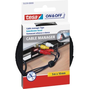 Tesa® On & Off Kabelbinder-Band, 5 m x 10 mm, zum Bündeln und Ordnen von Kabeln.