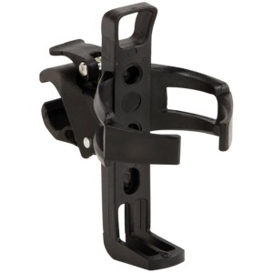 Schwarzer Fischer Trinkflaschenhalter aus Kunststoff mit Universalbefestigung für Fahrräder.