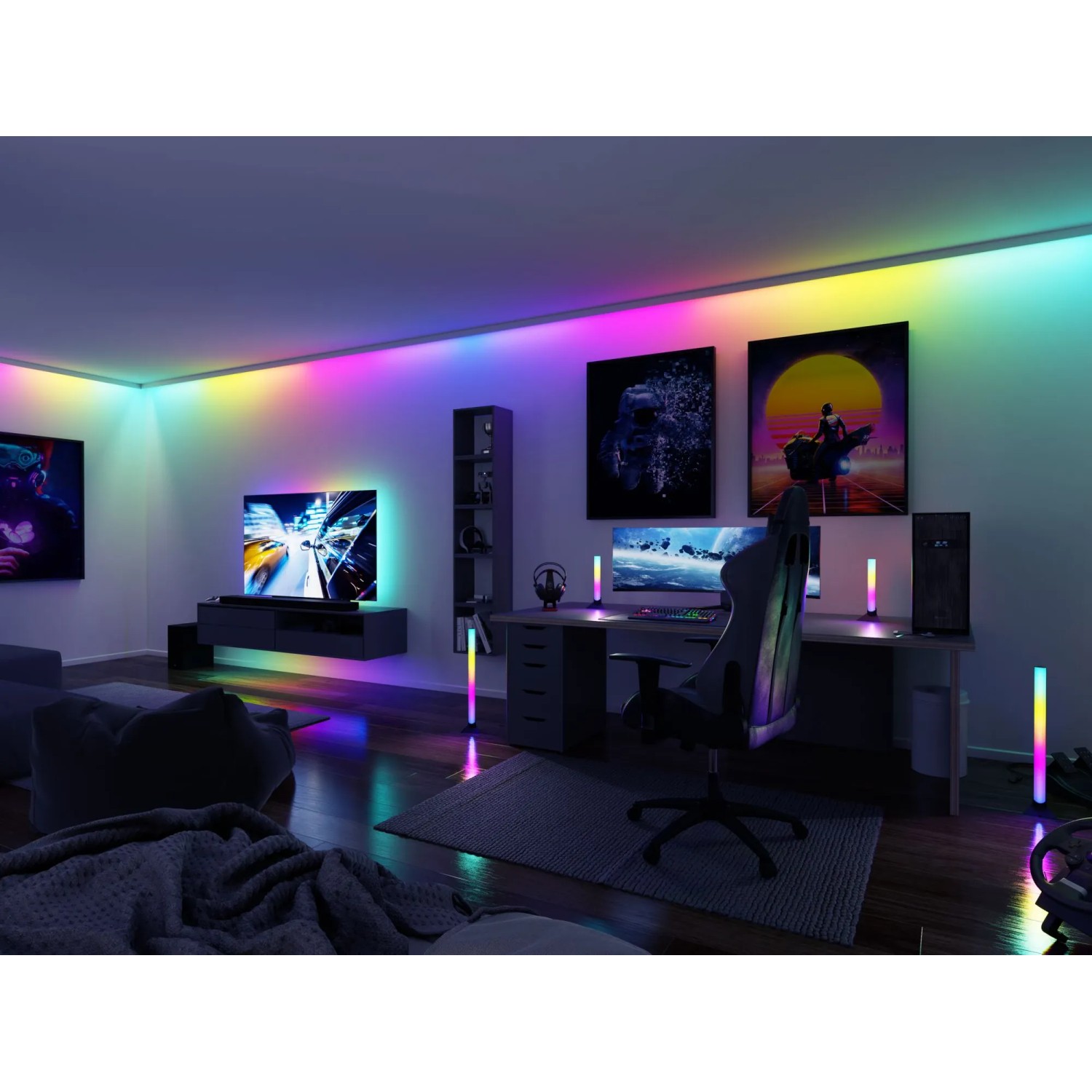 Paulmann EntertainLED Set: LED-Strip mit Farbwechsel im Gaming-Zimmer.