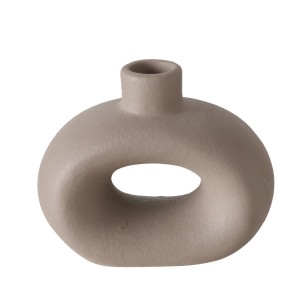 Beiger Boltze Home Kerzenhalter Rody aus Steingut, 10x6x12 cm, mit Loch.