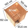 Karibu Sauna mit Ofen und LED-Dachkranz, naturbelassene Fichte, Maße: 165x165x202 cm.