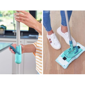Leifheit Clean Twist M Ergo Bodenwischer-Set mit Schleuderfunktion und Wischbezug im Einsatz.