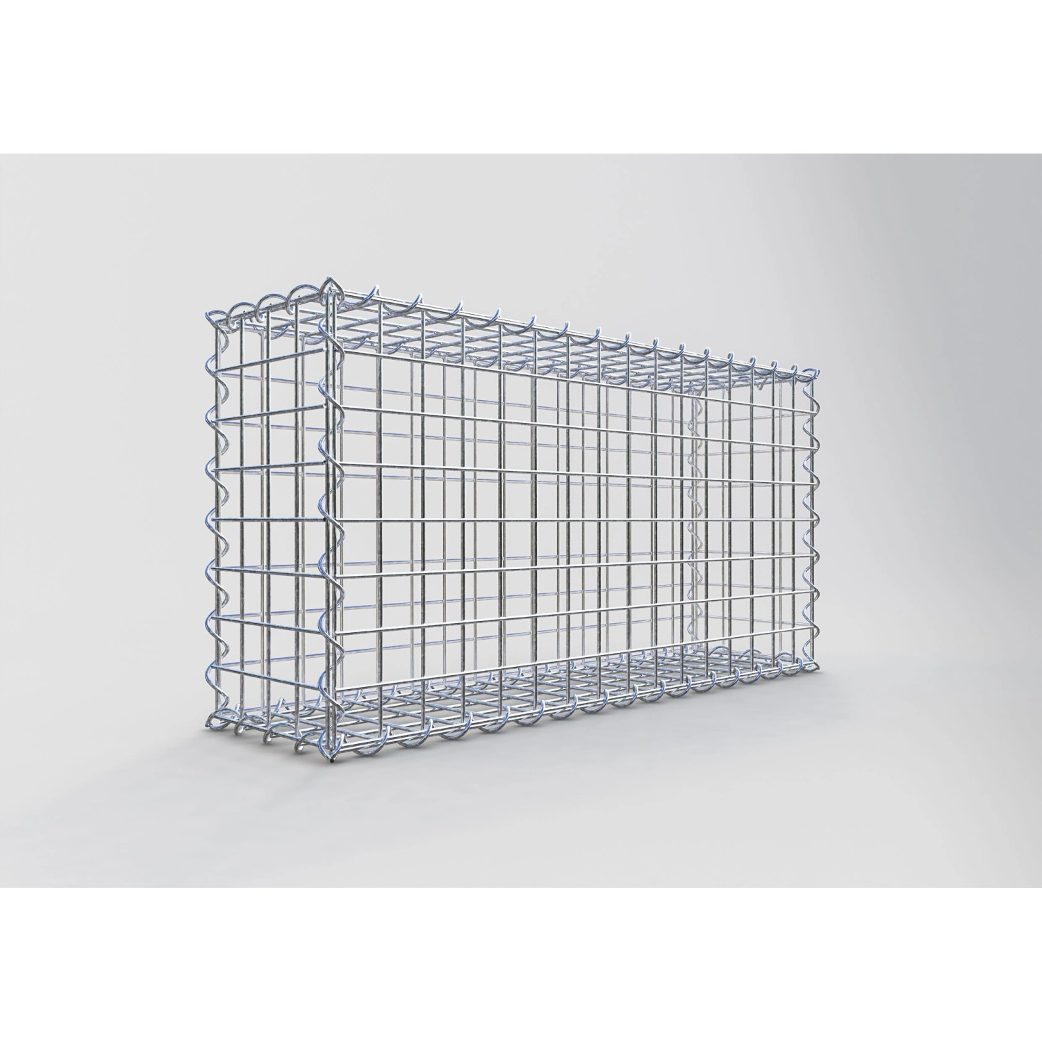 Leere Gabiona Gabione, 40x80x20cm, Maschenweite 5x5cm, aus verzinktem Drahtgitter für Einfassungen.