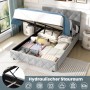 okwish Einzelbett mit Stauraumbett Kopfteil Jugendzimmer mit Matratze 140 x 200 cm cm Hellgrau_3