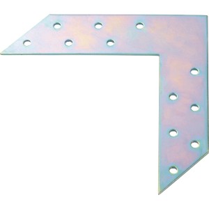 Weiß verzinkter Eckverbinder 150x150x35 mm zur Eckverbindung und Verstärkung.