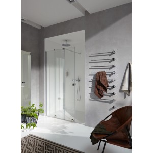 Hüppe Walk-In Dusche Xtensa Pure mit Gleittür, 120x200 cm, Silber Hochglanz. Teilgerahmte Duschkabine mit transparentem Glas.