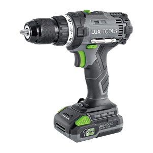 LUX 20V Akku-Bohrschrauber mit Akku und Bohrfutter, ideal für Schraub- und Bohrarbeiten.