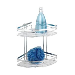 Wenko Eckregal Premium mit 2 Etagen aus Edelstahl, zur Aufbewahrung von Badartikeln.