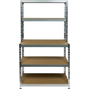 Metall-Stufenregal, verzinkt, 180x100x60 cm, mit 5 Regalböden. Ideal für Werkstatt und Garage.