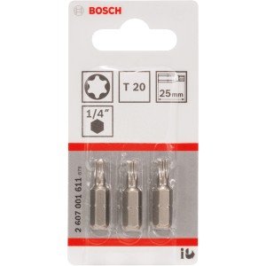 Bosch TX-Bit Pro T20, 3er-Pack extra harte Schrauberbits für Innen-TX-Schrauben.