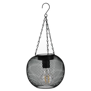 FlowerPower LED-Hängeleuchte Nina, 2er-Set, schwarz, Ø 14,5 cm. Solar-betriebene Laterne mit Kette.