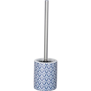 Wenko WC-Garnitur Lorca Blau: Keramik WC-Bürste mit mediterranem Muster und Edelstahlgriff.
