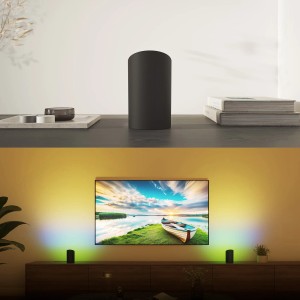 Philips Hue Play Wallwasher Doppelpack in Schwarz, flexible LED-Leuchte für indirekte Beleuchtung.