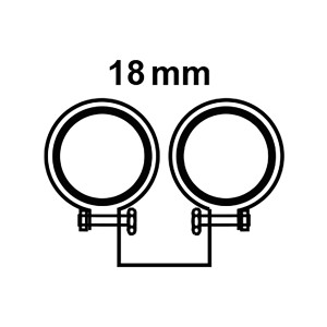 Doppelrohrschelle, verzinkt, 18 mm, zur Befestigung von zwei Rohren, mit Schalldämmung.