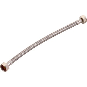 Flexibler Winkel-Anschlussschlauch, 18,6 mm (G 1/2) x 300 mm, aus Edelstahl für Trinkwasserinstallation.