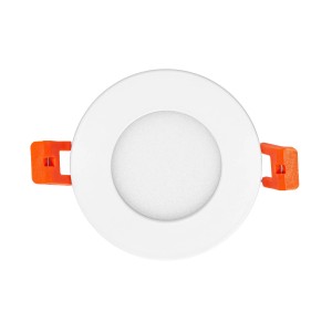 Weißes Ledvance LED Spot Downlight Slim Sun@Home Smart+ mit orangenen Halteklammern, Ø 8,5 cm.