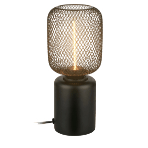 Brilo Tischleuchte Rist mit schwarzem Drahtkorb, Design-Tischlampe.