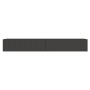 Schwarzes Selsey Veldio TV-Hängeboard 200 cm mit geriffelter Lamellenfront. Modernes, schwebendes TV-Lowboard für Wohnzimmer.